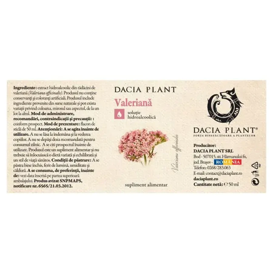 Tincture of Valerian, 50 ml, Dacia Plant