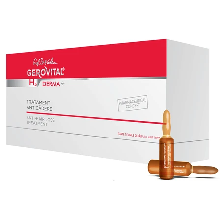 Gerovital H3 Derma+ Anti-haaruitval, 12 ampullen, Farmec