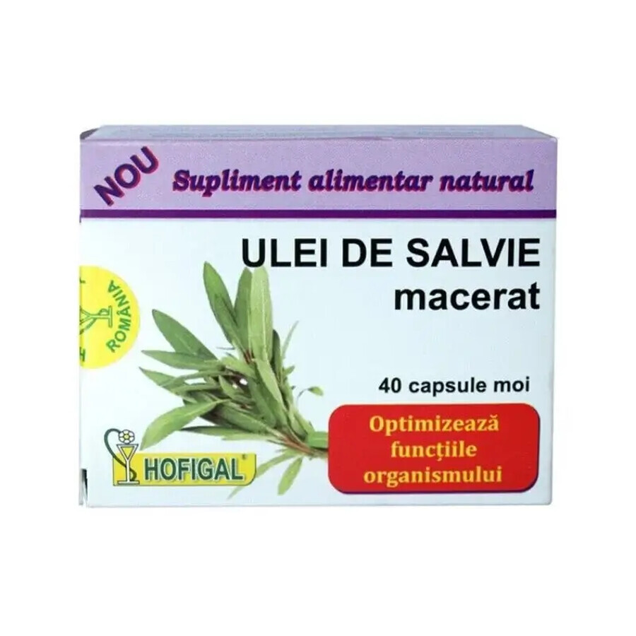 Salieolie maceraat 500 mg, 40 capsules, Hofigal