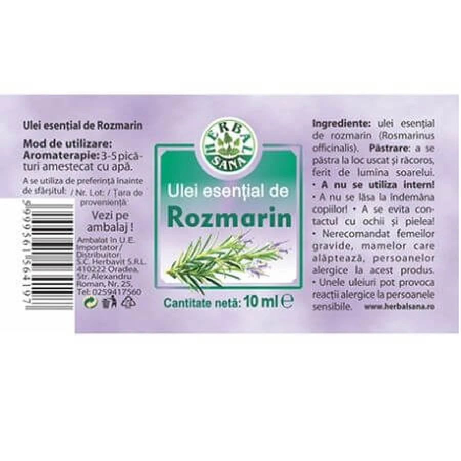 Rosemary essential oil 100% pure, 10 ml, Herbavit