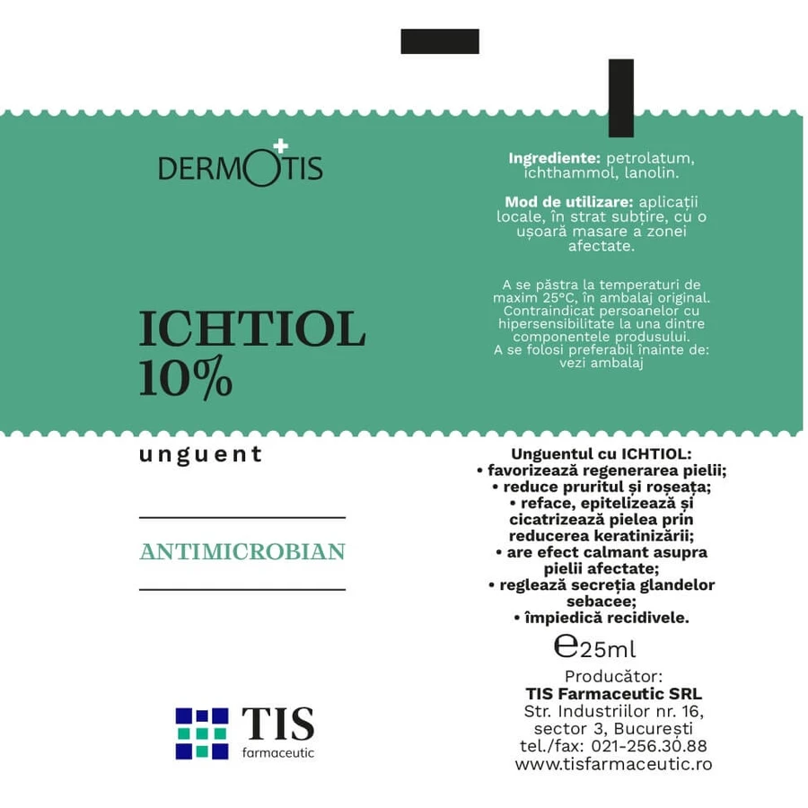 DermoTis Zalf met Ichthyol 10%, 25 g, Tis Farmaceutic