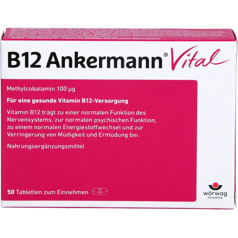 Vitamine B12 Ankermann Vital, 50 comprimés, Worwag Pharma
