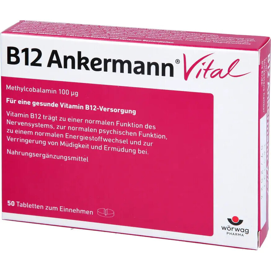 Vitamine B12 Ankermann Vital, 50 comprimés, Worwag Pharma
