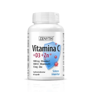 Vitamine C +D3 +Zn, 60 capsules, Zenyth