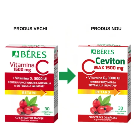Vitamin C 1500 mg RETARD + Vitamin D3 3000 IU, 30 tablets, Beres