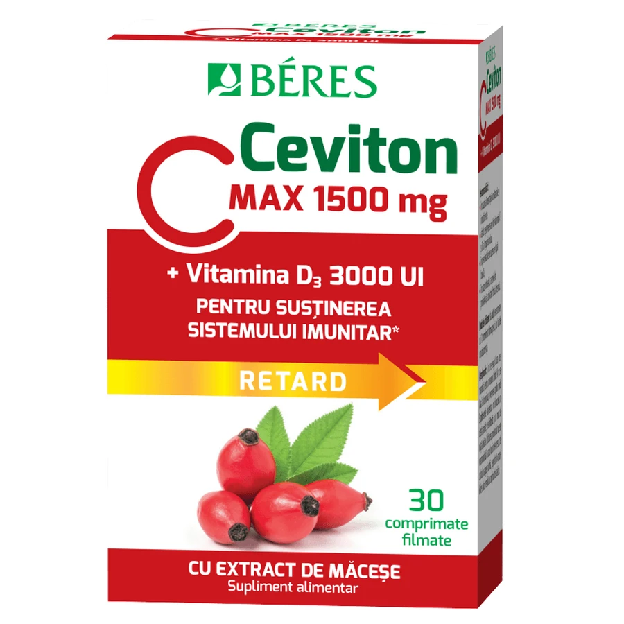 Vitamin C 1500 mg RETARD + Vitamin D3 3000 IU, 30 tablets, Beres