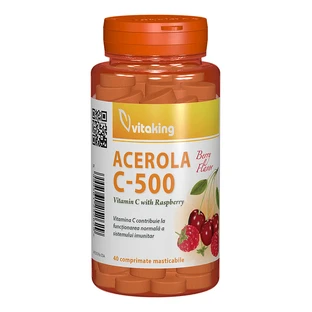 Vitamin C 500 mg with acerola and raspberry flavour, 40 chewable tablets, Vitaking