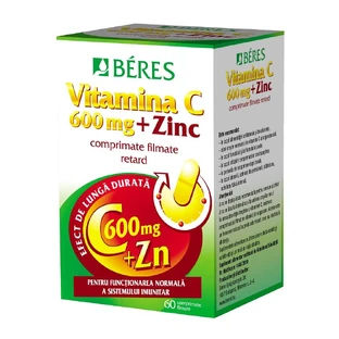 Vitamin C 600 mg + Zinc, 60 tablets, Beres Pharmaceuticals Co