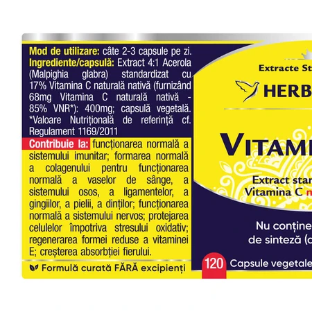 Vitamine C Forte, 400 mg, 120 capsules, Herbagetica