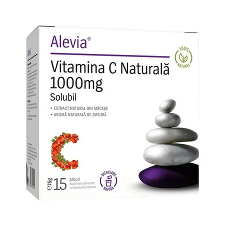 Natural Vitamin C 1000 mg, 15 sachets, Alevia