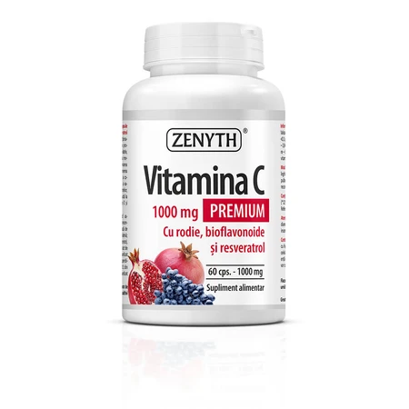 Premium Vitamin C with pomegranate, bioflavonoids and resveratrol 1000 mg, 60 + 30 capsules, Zenyth