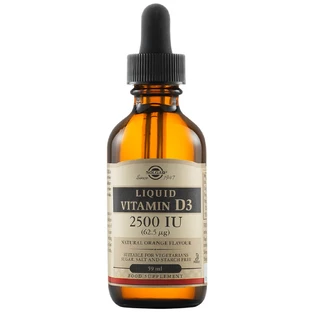 Vitamine D3 liquide 2500 IU 62,5 mcg avec arôme d'orange, 59 ml, Solgar
