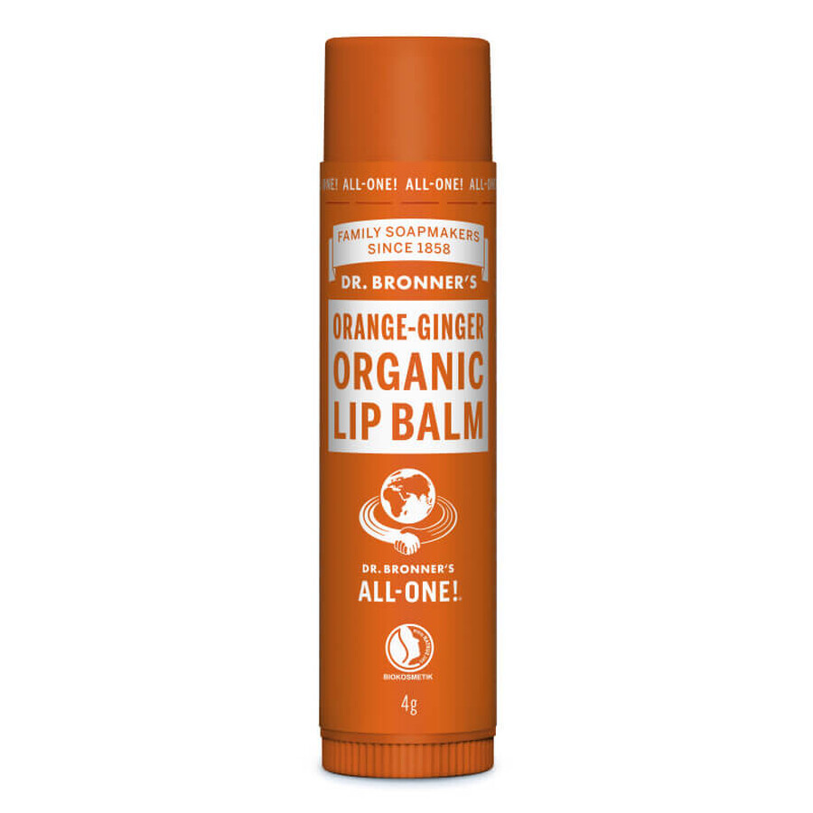 Lippenbalsem met sinaasappel en gember Bio, 4 g, Dr. Bronner's