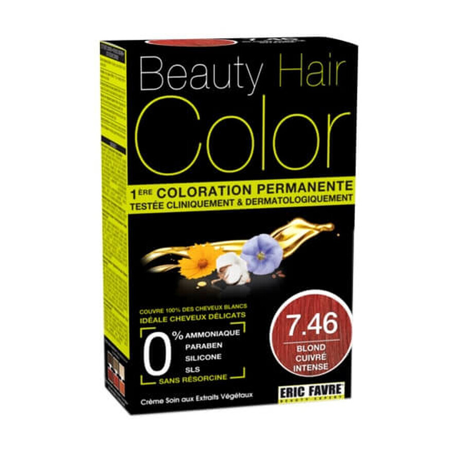 Hair dye with plant extracts and cotton Intense Copper Blonde, shade 7.46, 160 ml, Beauty Hair Color