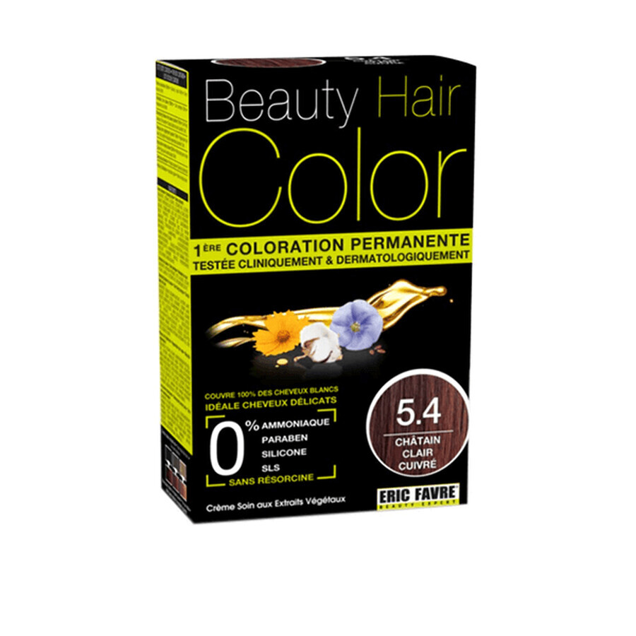 Hair dye with plant extracts and cotton Light Copper Chestnut, shade 5.4, 160 ml, Beauty Hair Color