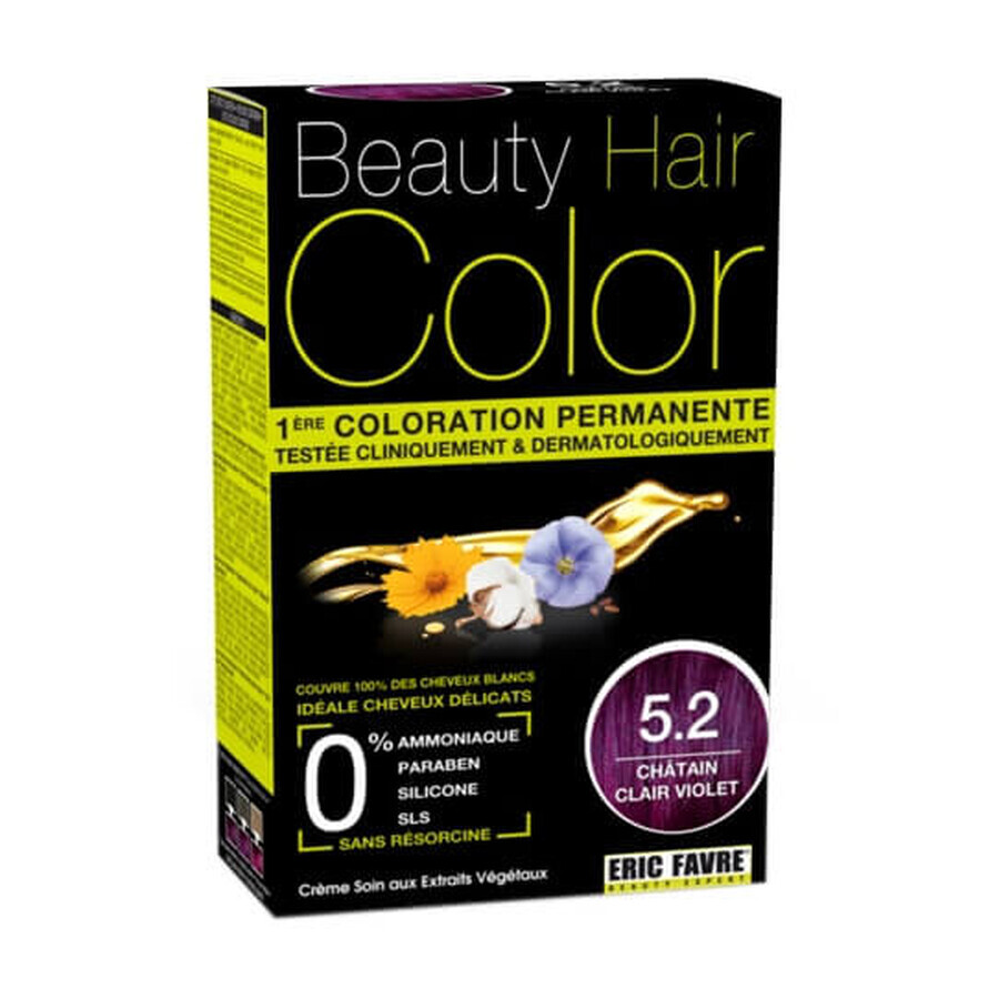 Hair dye with plant extracts and cotton Light Violet Chestnut, shade 5.2, 160 ml, Beauty Hair Color