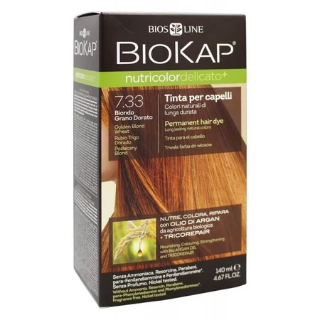 Tinte permanente Nutricolor Delicato, Rubio Dorado Trigo Nunata 7.33, 140 ml, Biokap