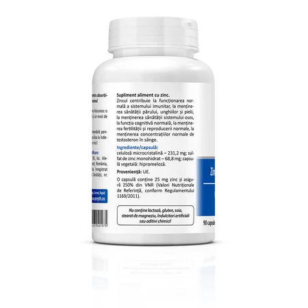 Zinc 25 zinksulfaat 25 mg/cps, 90 capsules, Zenyth