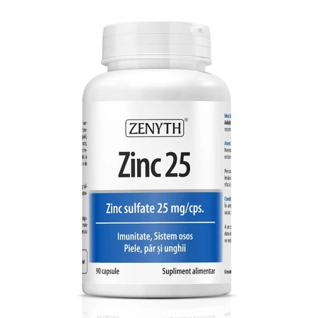 Zinc 25 zinksulfaat 25 mg/cps, 90 capsules, Zenyth