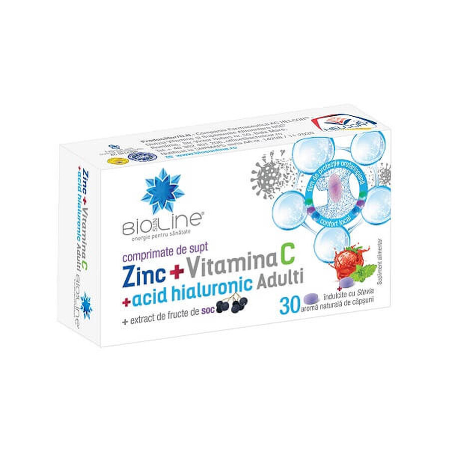 Zink met vitamine C en hyaluronzuur, 30 zuigtabletten, Helcor