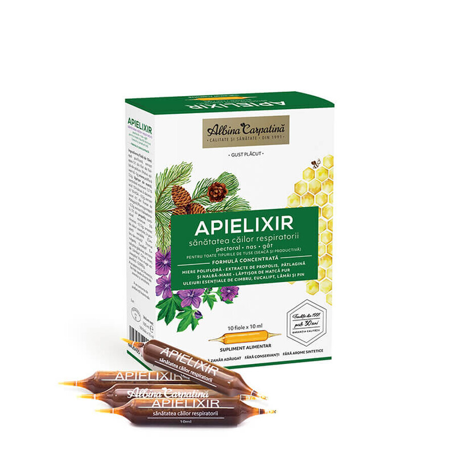 APIELIXIR respiratory health Carpathian Bee, 10 ampoules x 10 ml, Apicola