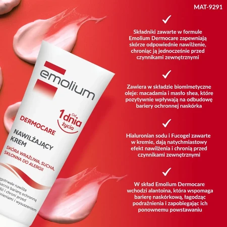 Emolium Dermocare, hydraterende crème voor gevoelige droge huid, 75 ml