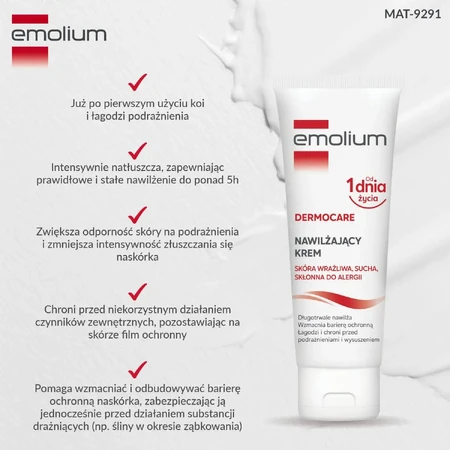 Emolium Dermocare, hydraterende crème voor gevoelige droge huid, 75 ml
