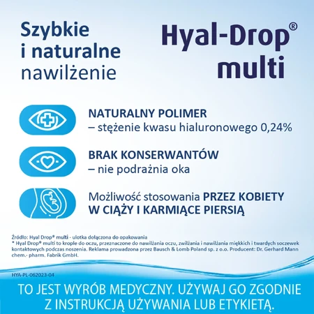 Hyal-Drop Multi, hydraterende oogdruppels, 10 ml