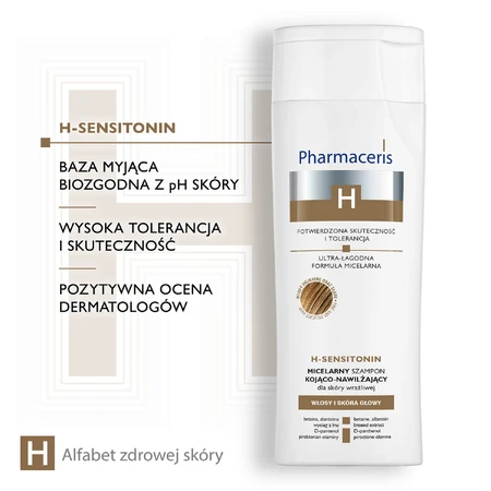 Pharmaceris H Sensitonin, shampoing micellaire apaisant et hydratant, peaux sensibles, 250 ml
