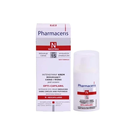 Pharmaceris N Opti-Capilaril, crema intensiva reductora de ojeras y bolsas, FPS 15, 15 ml