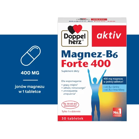 Doppelherz Aktiv Magnez-B6 Forte 400 mg, 30 comprimidos