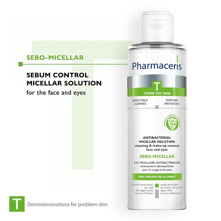 Pharmaceris T Sebo-Micellar, loción micelar seborreguladora para cara y ojos, 200 ml