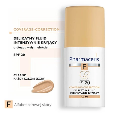 Pharmaceris F Coverage-Correction, vloeistof met fijne dekking, 02 Sand, SPF 20, 30 ml