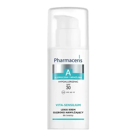 Pharmaceris A Vita-Sensilium, Crema Facial Ligera Hidratante Profunda para Pieles Alérgicas y Sensibles FPS 30, 50 ml