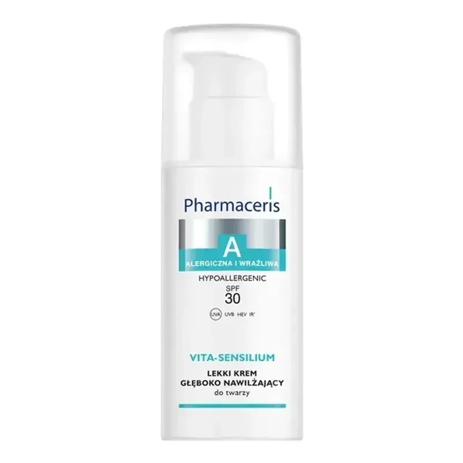 Pharmaceris A Vita-Sensilium, Crema Facial Ligera Hidratante Profunda para Pieles Alérgicas y Sensibles FPS 30, 50 ml