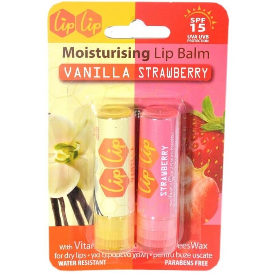 Buy Lip balm with SPF 15 with strawberry and vanilla flavour, 2 pieces, Karaver Lip balm with SPF 15 with strawberry and vanilla flavour, 2 pieces, Karaver
