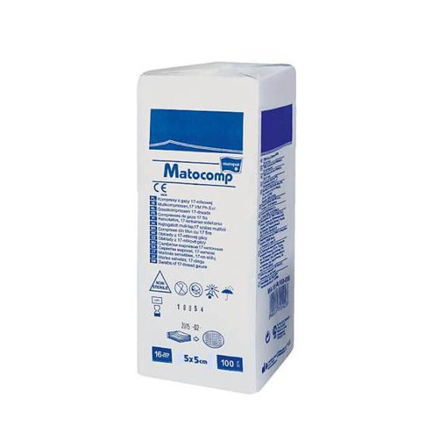 Buy Matocomp Matocomp Matocomp, non-sterile gauze pads, 13 threads, 8 layers, 5 cm x 5 cm, 100 pieces Matocomp Matocomp Matocomp, non-sterile gauze pads, 13 threads, 8 layers, 5 cm x 5 cm, 100 pieces