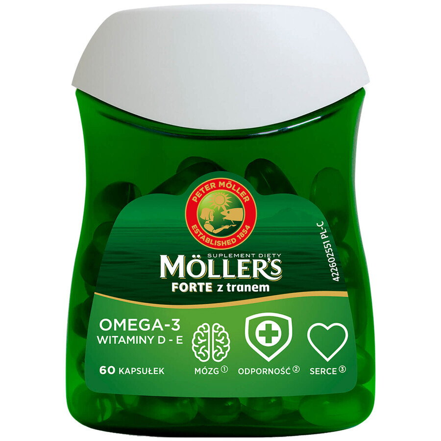 Acquista Moller s Forte Plus - Integratore Alimentare, 60 Capsule - Olio di Pesce ad Alto Contenuto di Omega-3 per Cuore e Cervello, Capsule Facili da Ingerire. Prodotto Norvegese Autentico. Moller s Forte Plus - Integratore Alimentare, 60 Capsule - Olio di Pesce ad Alto Contenuto di Omega-3 per Cuore e Cervello, Capsule Facili da Ingerire. Prodotto Norvegese Autentico.