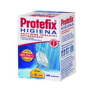 Protefix Higiena, actieve reinigingstabletten voor kunstgebitten en orthodontische apparaten, 66 stuks