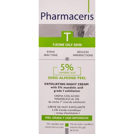Pharmaceris T Sebo-Amandelpeeling, nachtcrème met 5% amandelzuur, 1e graad van exfoliatie, 50 ml