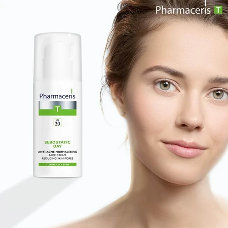 Pharmaceris T Sebostatic Día, crema facial normalizante antiacné, FPS 20, 50 ml