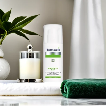 Pharmaceris T Sebostatic Día, crema facial normalizante antiacné, FPS 20, 50 ml