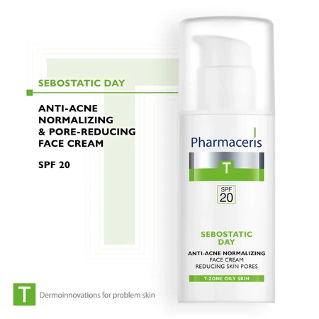 Pharmaceris T Sebostatic Día, crema facial normalizante antiacné, FPS 20, 50 ml
