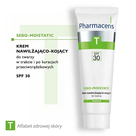 Pharmaceris T Sebo-Moistatic, hydraterende en verzachtende gezichtscrème, SPF 30, 50 ml