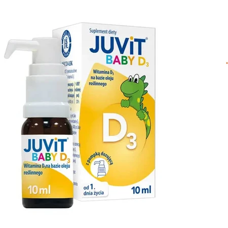 Juvit Baby D3, vitamina D3 200 UI para lactantes a partir del primer día, gotas, 10 ml