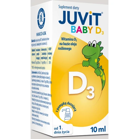Juvit Baby D3, vitamina D3 200 UI para lactantes a partir del primer día, gotas, 10 ml