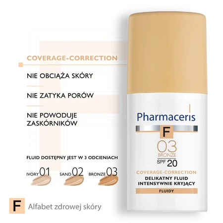 Pharmaceris F Coverage-Correction, fluid with fine coverage, 03 Bronze, SPF 20, 30 ml