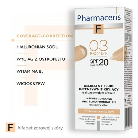 Pharmaceris F Coverage-Correction, fluid with fine coverage, 03 Bronze, SPF 20, 30 ml