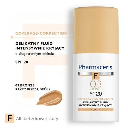Pharmaceris F Coverage-Correction, fluid with fine coverage, 03 Bronze, SPF 20, 30 ml