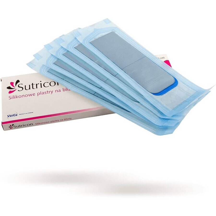 Sutricon, plasturi de silicon pentru cicatrici 5 cm x 30 cm, 5 bucăți Sutricon, plasturi de silicon pentru cicatrici 5 cm x 30 cm, 5 bucăți
